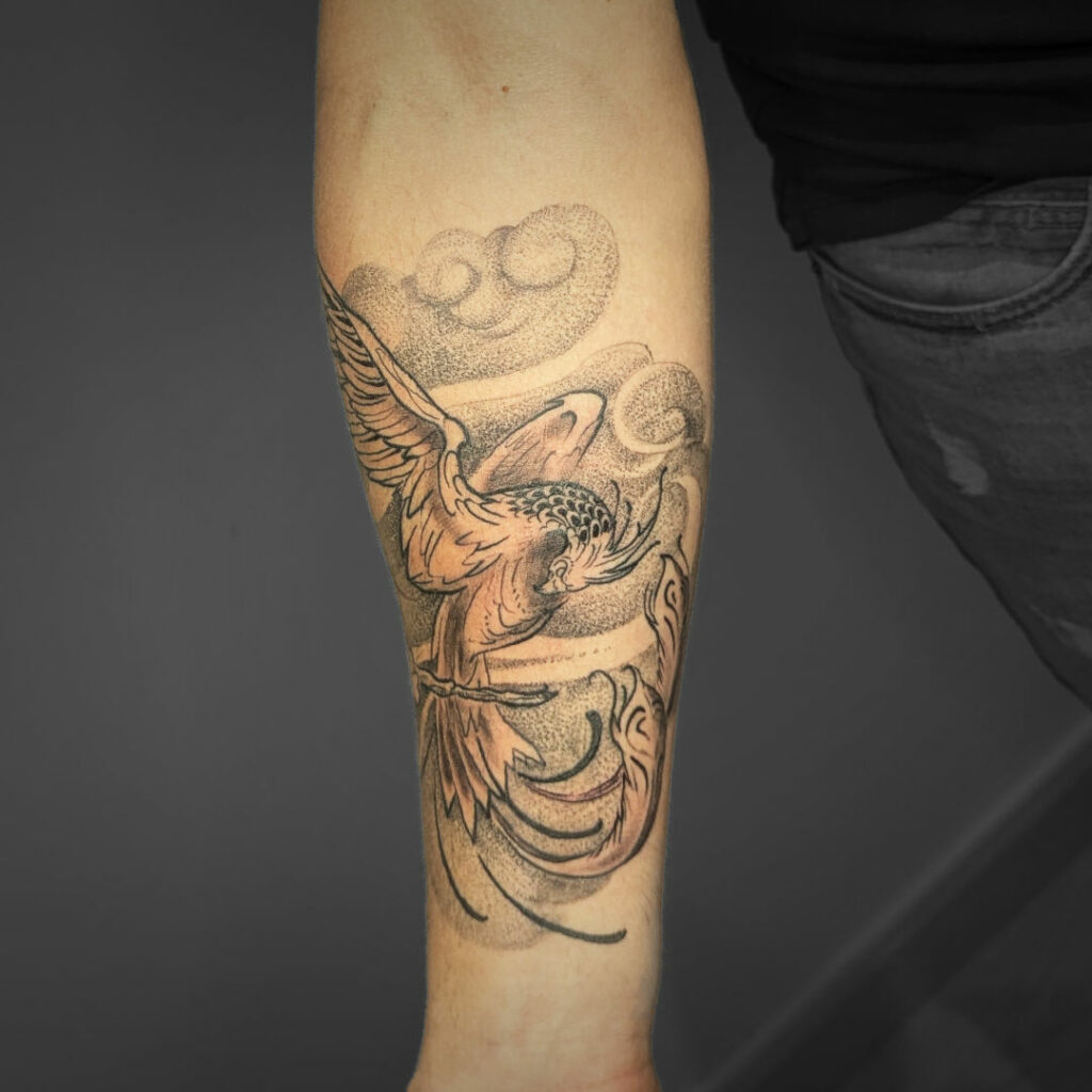 phoenix branche de sakura vent nuage japonais