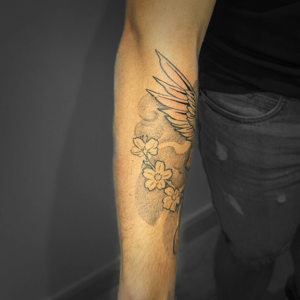 phoenix branche de sakura vent nuage japonais