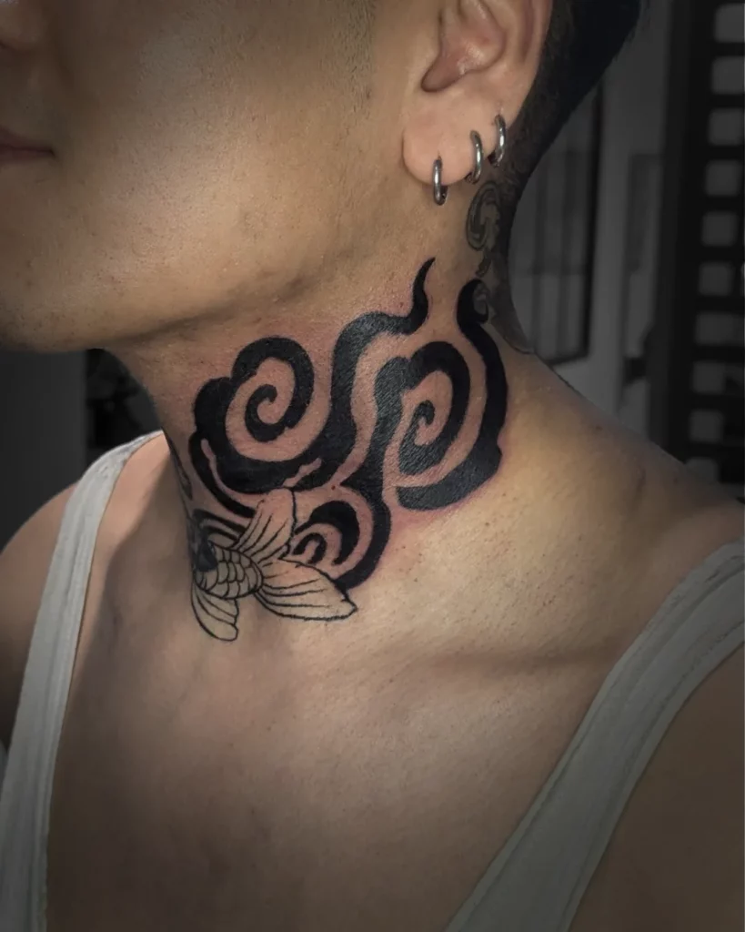 spintattoo lyon brignais japonais koï cou