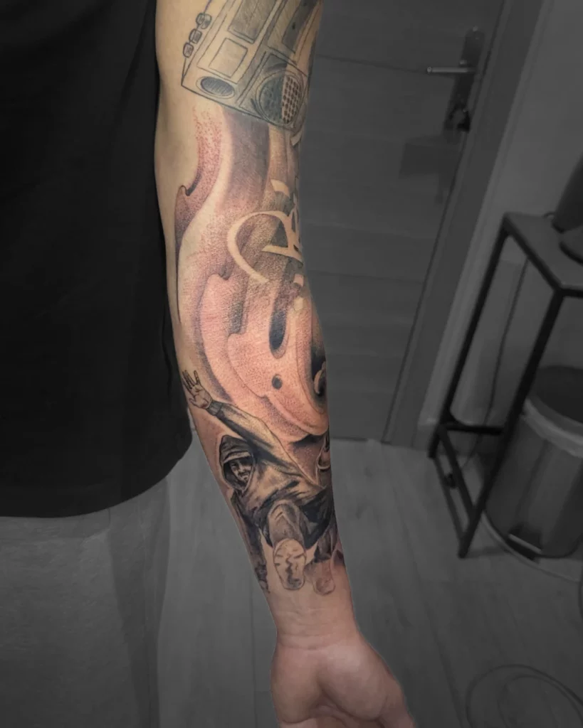 Spintattoo Lyon Brignais hip hop sleeve Bboy
