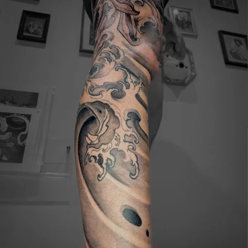 Spintattoo tatouage Lyon Brignais japonais full leg close up 2